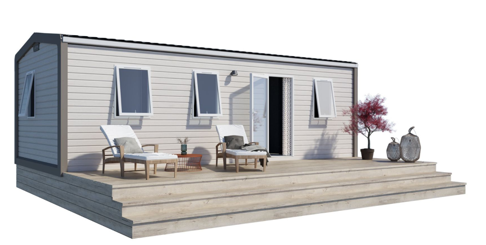 Mobile-Home Confort 32m² – 3ch – Terrasse couverte – TV – Climatisation